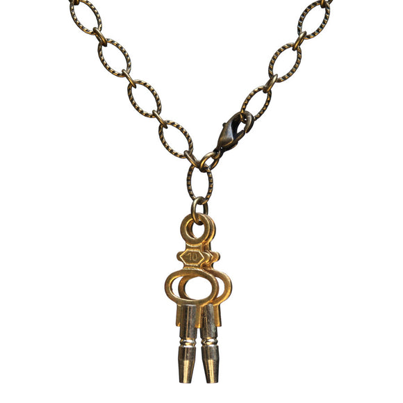 Pocket watch key bracelet on brass chain - Amy Jewelry

