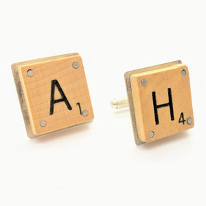 Sterling silver Scrabble "A" and "H" cuff links