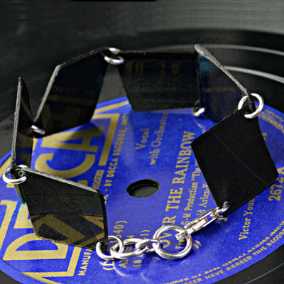 Salvaged vinyl record link bracelet - Amy Jewelry
