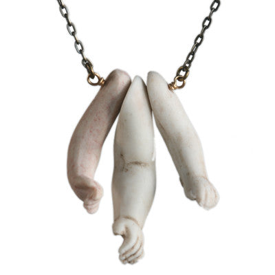 Antique triple doll-arm necklace - Amy Jewelry
