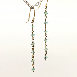 Aqua faceted chain earrings