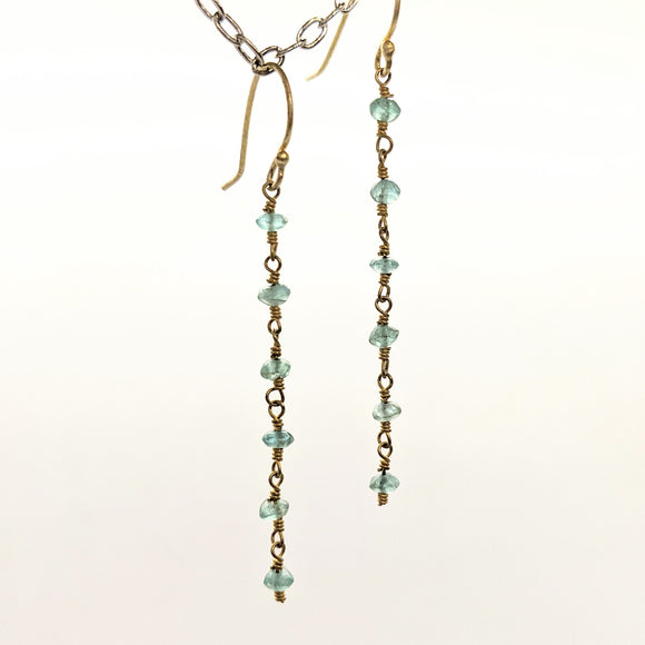 Aqua faceted chain earrings