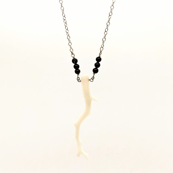 Branch coral necklace with onyx beads