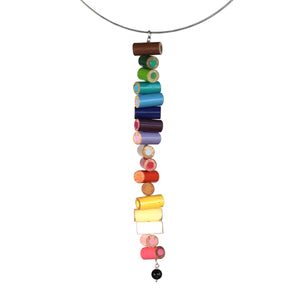 Colored pencil long pendant on steel cable - Amy Jewelry
 - 1