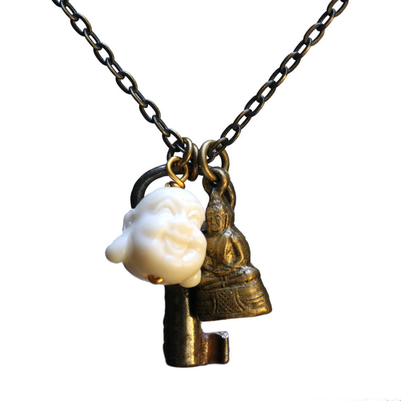 Double Buddha-key necklace - Amy Jewelry
