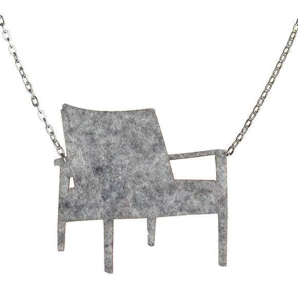 Wool felt mid-century armchair necklace - Amy Jewelry
