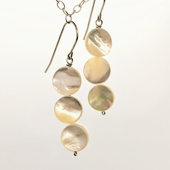 Large mother of pearl circle earrings