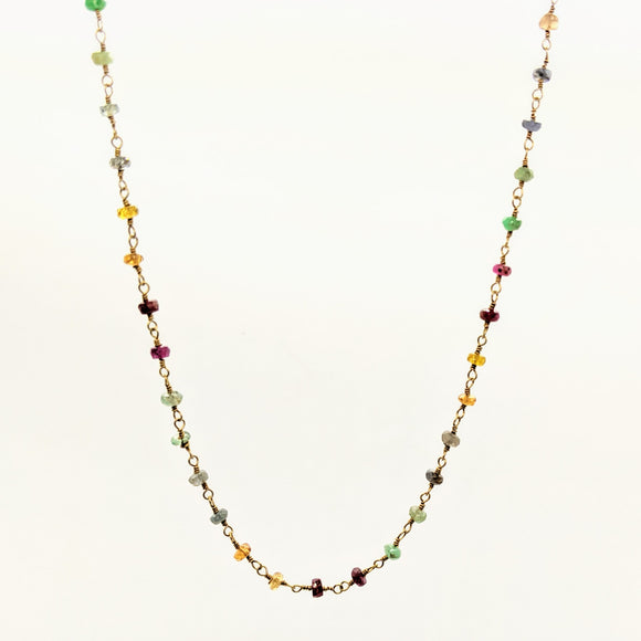Faceted gemstone rosary chain necklace