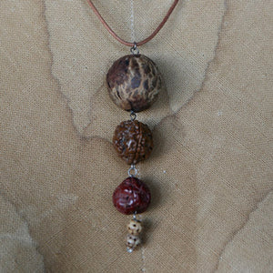 Seed pendant on leather cord