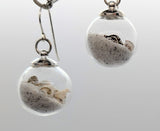 Beach glass ball earrings with gold-plated earwires