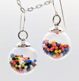 Beach glass ball earrings with gold-plated earwires