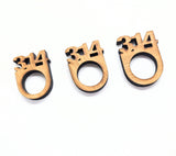 Laser-cut bamboo pi ring