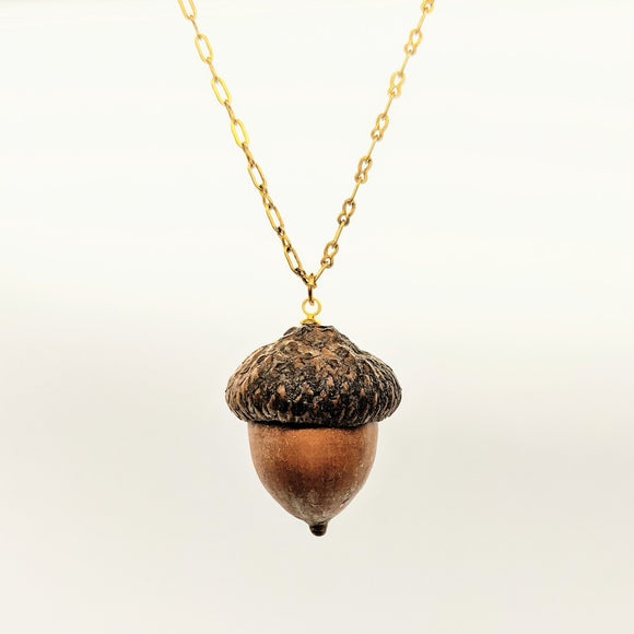 Acorn pendant on gold-plated chain