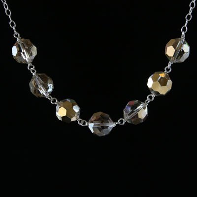 Salvaged metallic chandelier crystal seven-link necklace