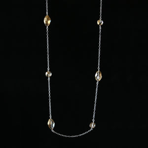 Salvaged metallic chandelier crystal spaced necklace