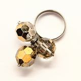 Salvaged metallic chandelier crystal charm ring