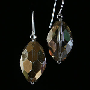 Salvaged metallic oval chandelier crystal earrings