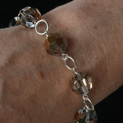 Salvaged metallic chandelier crystal link bracelet