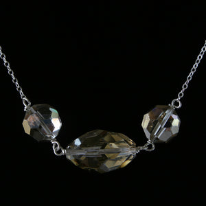 Salvaged metallic chandelier crystal three-link necklace