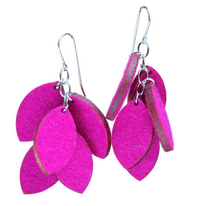 Wool felt leaf cluster earrings - Amy Jewelry
 - 1