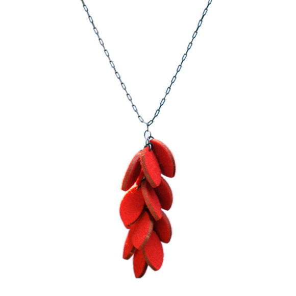 Wool felt leaf cluster pendant - Amy Jewelry
