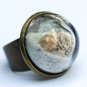 Large beach glass dome ring - Amy Jewelry
 - 1