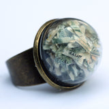 Large glass dome ring with shredded money - Amy Jewelry
 - 2