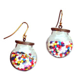 Cake sprinkle glass ball earrings with gold-plated earwires - Amy Jewelry
 - 1