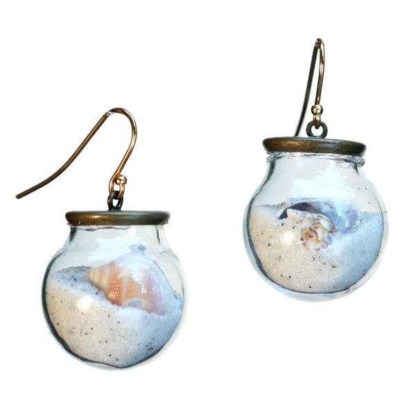 Beach glass ball earrings with gold-plated earwires - Amy Jewelry
 - 1