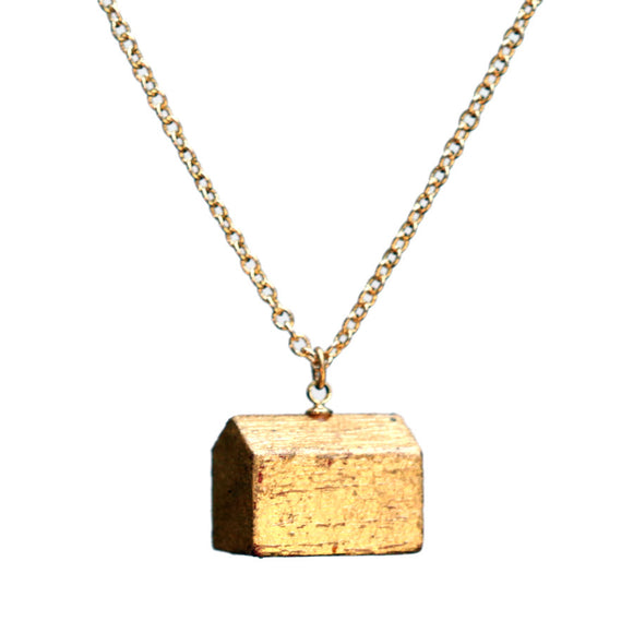 Gold leaf hotel short pendant - Amy Jewelry
