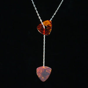 Sterling silver guitar pick lariat necklace