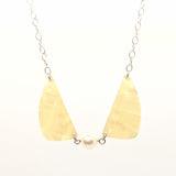 Pearl guitar pick beetle-wing necklace