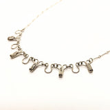 Hook and eye necklace with silver chain