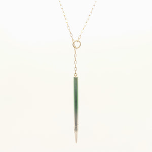 Pointed knitting needle lariat necklace