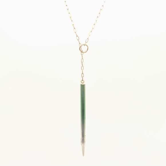 Pointed knitting needle lariat necklace