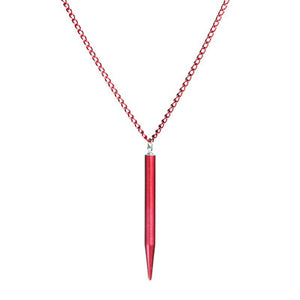 Long single-point knitting needle necklace