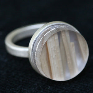 Recycled plastic wood bezel ring - Amy Jewelry

