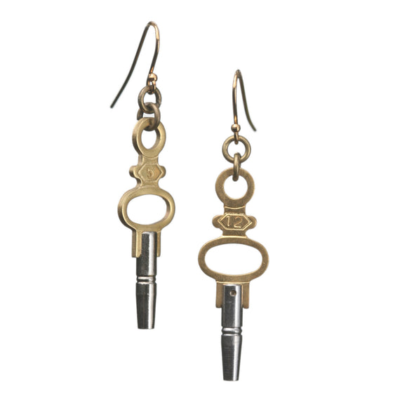 pocket watch key earrings - Amy Jewelry

