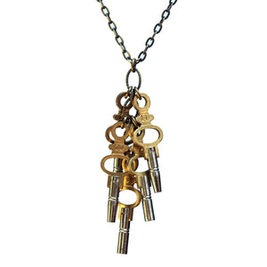 Five-key pendant on antiqued brass chain - Amy Jewelry
