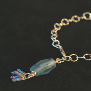Blue recycled glass charm bracelet - Amy Jewelry
