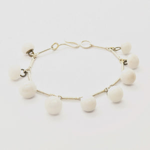 White glass dome shoe button bracelet