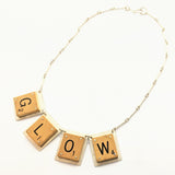 Sterling silver Scrabble "GLOW" necklace