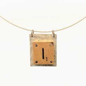 Sterling silver Scrabble "I" pendant on steel cable
