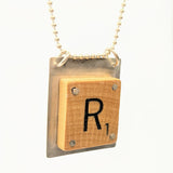 Sterling silver Scrabble "R" pendant on silver chain