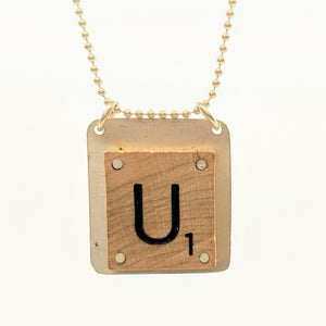 Sterling silver Scrabble "U" pendant on silver chain