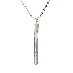 Mica test tube pendant on steel chain - Amy Jewelry
 - 1