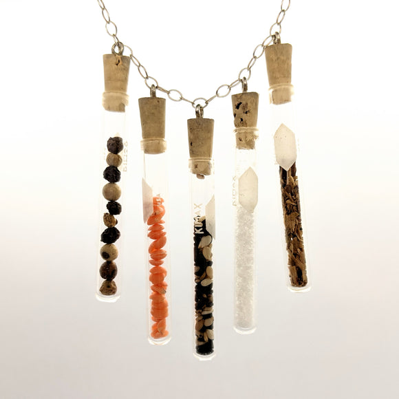 Culinary test tube necklace with sterling silver chain