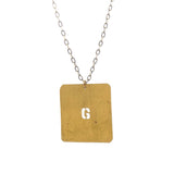 Vintage brass number and letter stencil necklace