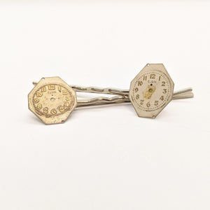 Vintage watch face bobby pins