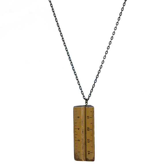 Wooden architects' scale long pendant - Amy Jewelry
